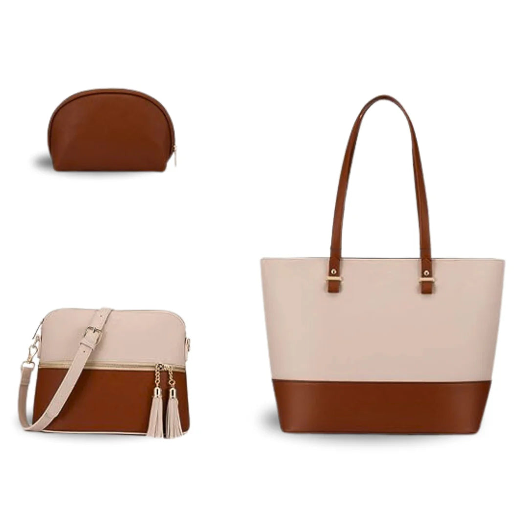 GRACE 3PC - Beige & Brown